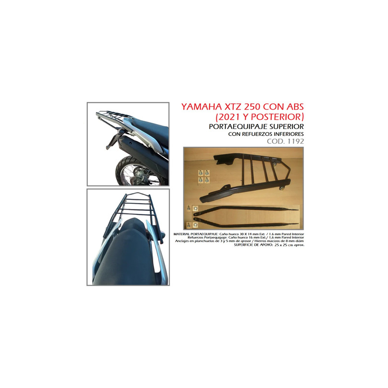 D_651633-MLA107445088987_022026-O.jpg Portaequipaje Con Refuerzos Yamaha Xtz 250 Con Abs